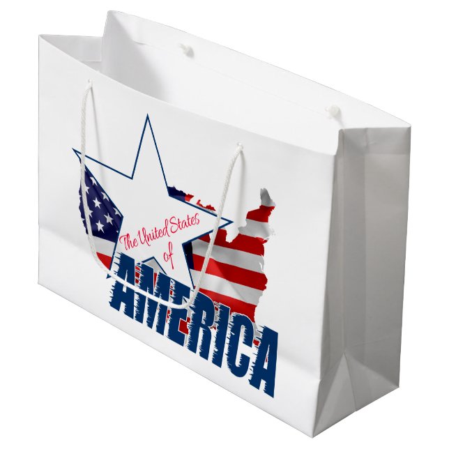 The United States Of America 4th of July Large Gift Bag (Front Angled)