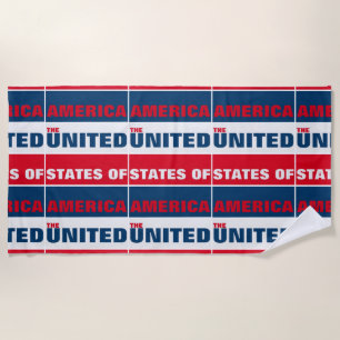 The United States of America red blue Beach Towel