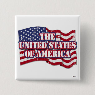 The United States of America with flag distressed 15 Cm Square Badge