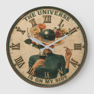 The Universe Is On My Side Cosmic Woman Large Clock
