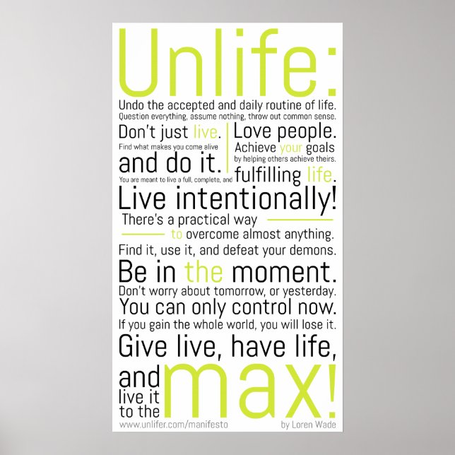 The Unlifer Manifesto Poster (Front)
