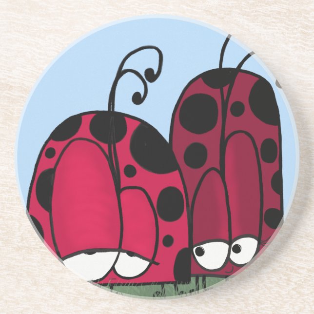 The Unrequited Love Ladybug Illustration Coaster (Front)