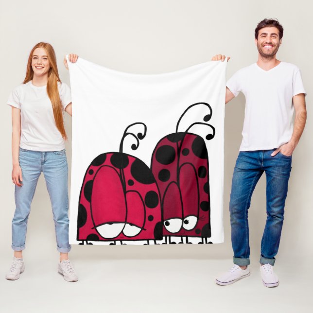 The Unrequited Love Ladybug Illustration Fleece Blanket (In Situ)