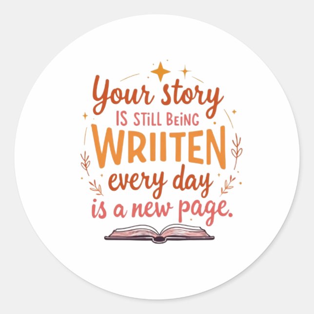  The Unwritten Chapter: Book & Stars Art Classic Round Sticker (Front)