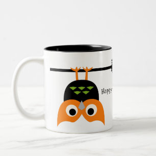 The Upside Down Owl on a Broom Halloween Mug