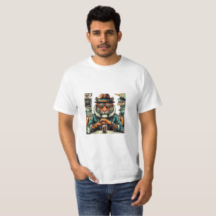 The Urban Tiger: Feline Coolitude at Café T-Shirt