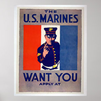 The US MARINES Want You Poster