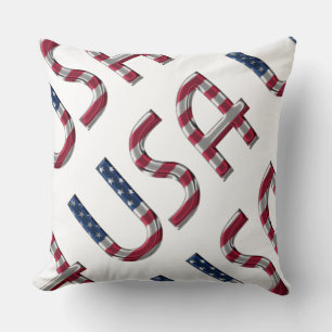 The USA American Flag Colours Typography Souvenir Cushion