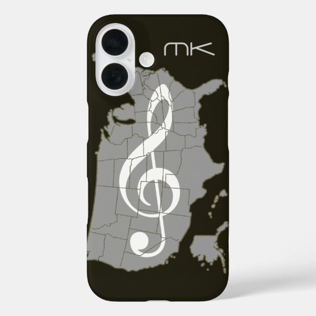 The USA map with a treble clef Case-Mate iPhone Case (Back)