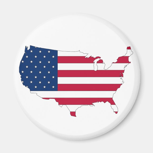 The USA outline map filled with flag Magnet (Front)
