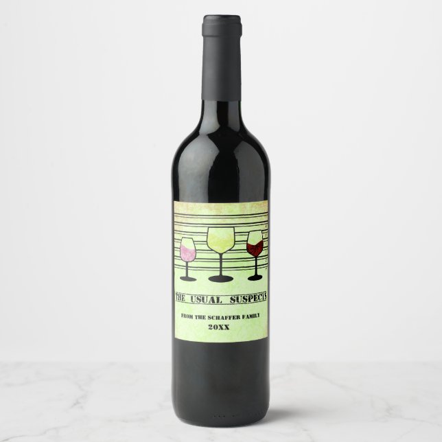 The Usual Suspects, Funny Wine Label (Front)