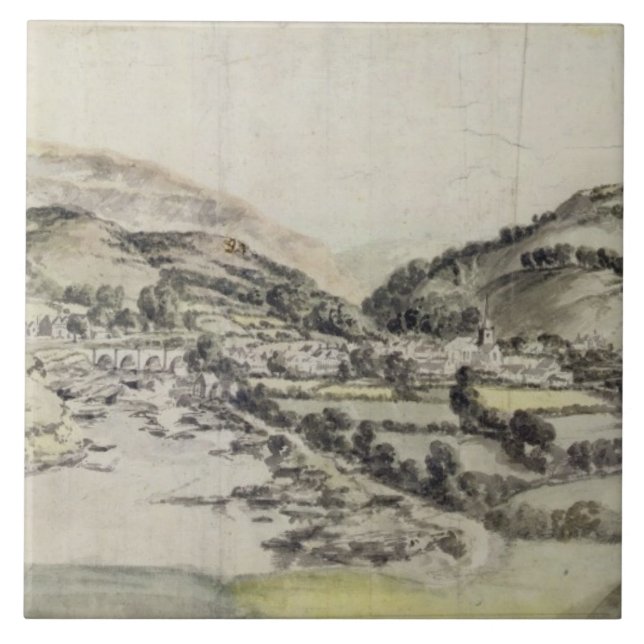 The Vale of Llangollen (w/c on paper) Ceramic Tile (Front)