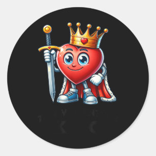 The Valentine King Heart Funny Valentines Day Cute Classic Round Sticker