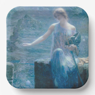 The Valkyrie's Vigil (Elegant Lady in a Castle) Paper Plate