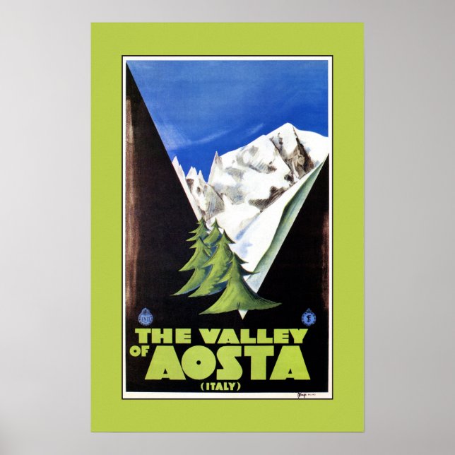 The Valley of Aosta Italy Alps travel poster (Front)