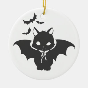 The vampire cat have canine - Choose back color Ceramic Ornament