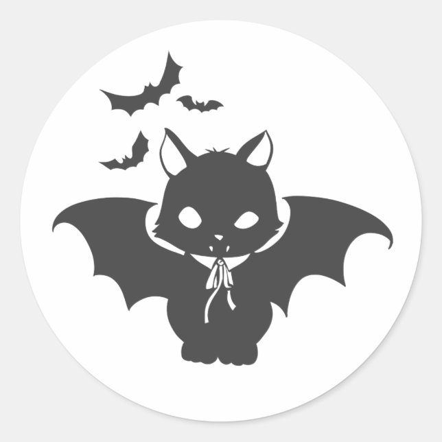 The vampire cat have canine - Choose back colour Classic Round Sticker (Front)