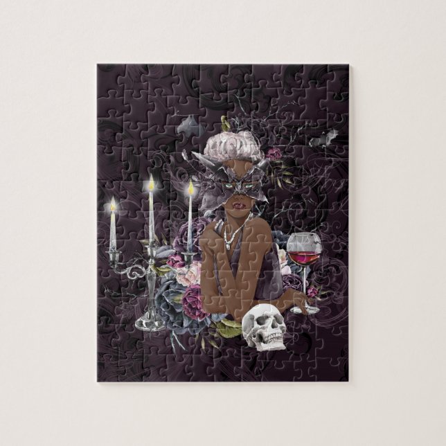The Vampiress | Moody Gothic Vampy Glam Dark Skin Jigsaw Puzzle (Vertical)