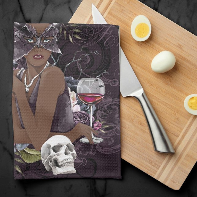 The Vampiress | Moody Gothic Vampy Glam Dark Skin Tea Towel (Creator Uploaded)