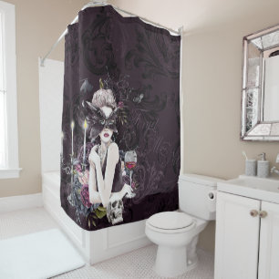 The Vampiress Moody Gothic Vampy Glam Pale Skin Shower Curtain