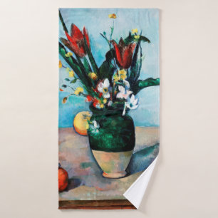 The Vase of Tulips, Paul Cezanne Bath Towel