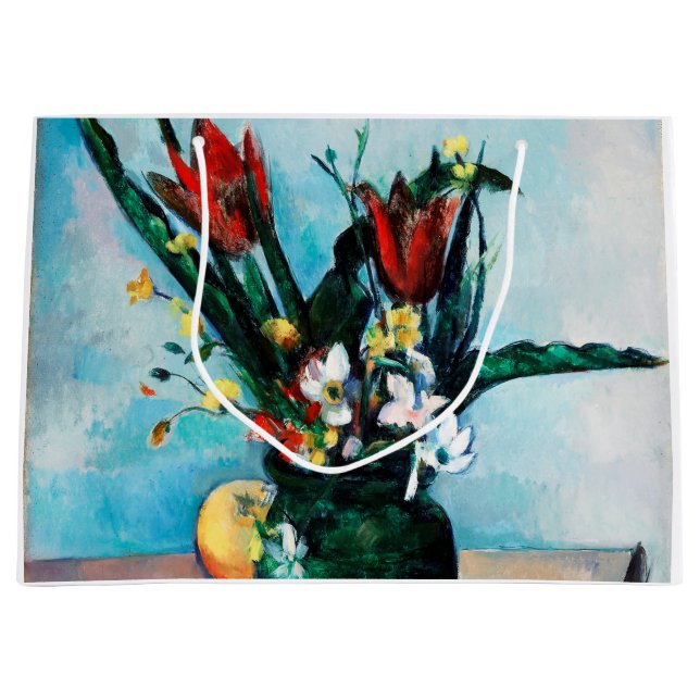 The Vase of Tulips, Paul Cezanne Large Gift Bag (Front)