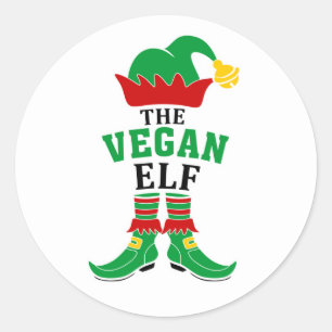 The Vegan Elf, Christmas, Classic Round Sticker