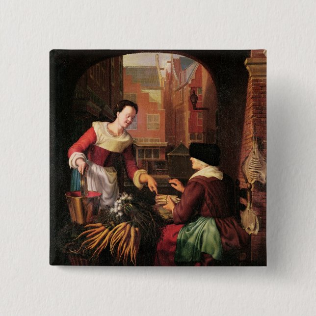 The Vegetable Seller 15 Cm Square Badge (Front)