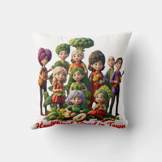 The Veggies - The Healthiest Band In Town Cushion (Back)