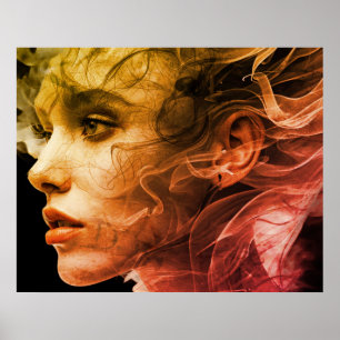 The Veiled Woman with a 1974 Vibe on a Square Wall Poster