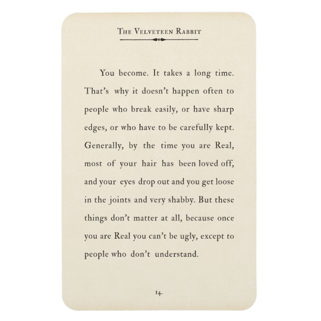 The Velveteen Rabbit Quote, Book Page Magnet (Vertical)