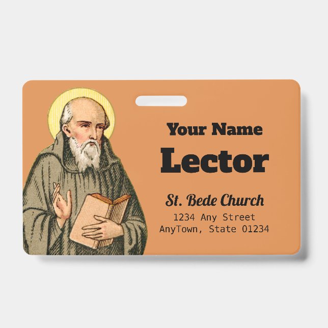 The Venerable Bede Preaching (P 008; Prayer) Badge ID Badge (Front)
