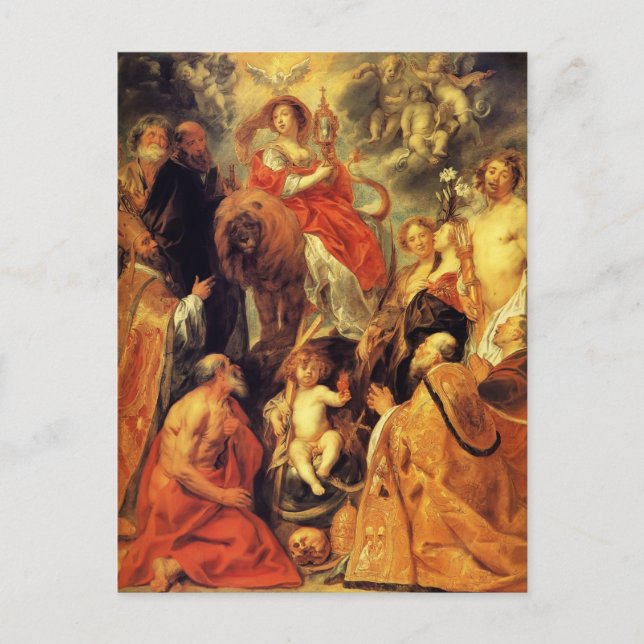 The veneration of the Eucharist by Jacob Jordaens Postcard (Front)