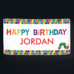The Very Hungry Caterpillar Birthday Banner<br><div class="desc">Transform your party space into a vibrant celebration with The Very Hungry Caterpillar Birthday Banner. Featuring Eric Carle’s iconic caterpillar and his signature colorful artwork, this banner sets the stage for an unforgettable birthday party. The design showcases cheerful party motifs like balloons, confetti, and bold, playful typography, making it the...</div>