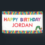 The Very Hungry Caterpillar Birthday Banner<br><div class="desc">Transform your party space into a vibrant celebration with The Very Hungry Caterpillar Birthday Banner. Featuring Eric Carle’s iconic caterpillar and his signature colorful artwork, this banner sets the stage for an unforgettable birthday party. The design showcases cheerful party motifs like balloons, confetti, and bold, playful typography, making it the...</div>