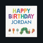 The Very Hungry Caterpillar Birthday Napkin<br><div class="desc">Complete your party table setting with The Very Hungry Caterpillar Birthday Paper Napkins! Featuring Eric Carle’s iconic caterpillar surrounded by a vibrant, whimsical design of colourful fruits, balloons, and confetti, these napkins add a playful touch to your celebration. Perfect for wiping sticky hands or small spills, they combine functionality with...</div>