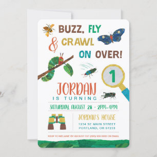 The Very Hungry Caterpillar   Bug First Birthday Invitation