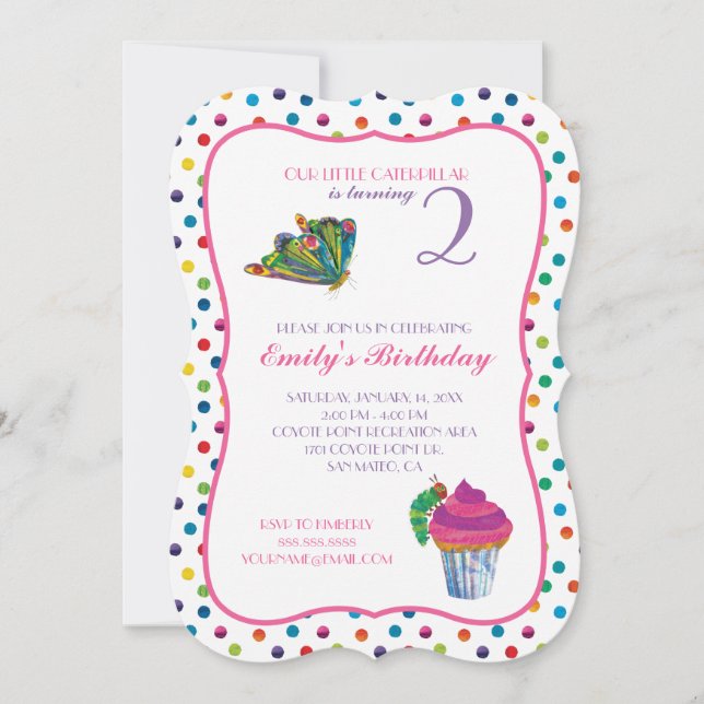 The Very Hungry Caterpillar Butterfly Birthday Invitation (Front)