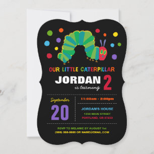The Very Hungry Caterpillar Chalkboard Birthday Invitation