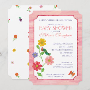 The Very Hungry Caterpillar   Pink Baby Shower Invitation