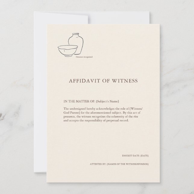 The Vessel- Minimalist Sacrament Witness Card (Front)