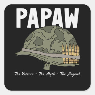 The Veteran The Myth The Legend - Papaw Square Sticker