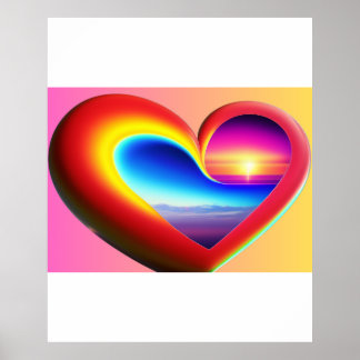 The vibrant colour heart, modern artwork of heart  poster