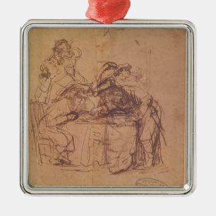 The Vices of the Prodigal Son (pen and ink on pape Metal Tree Decoration