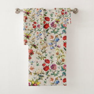 The Victorian-Era  Floral Watercolor Creation Bath Towel Set