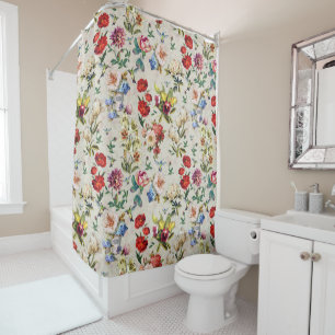 The Victorian-Era  Floral Watercolor Creation Show Shower Curtain