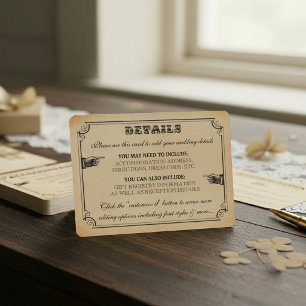 The Victorian Steampunk Wedding Collection Enclosure Card