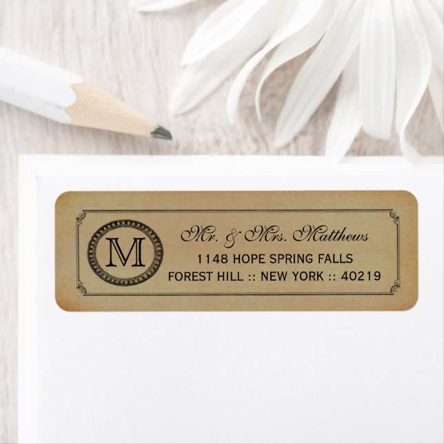 The Victorian Steampunk Wedding Collection Return Address Label (Insitu)