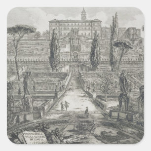 The Villa d'Este at Tivoli (engraving) Square Sticker