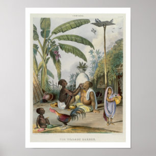 The Village Barber, plate 6 from 'Indians', engrav Poster